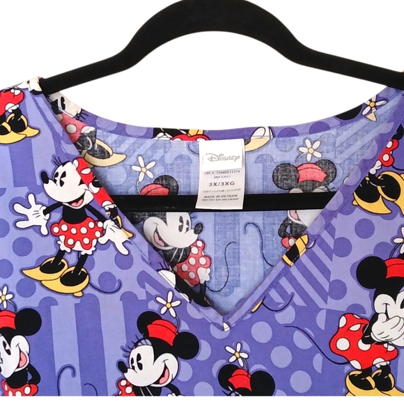 Disney Women's Minnie Mouse Purple Print Scrub Top- Size 3XL EUC - Picture 3 of 4